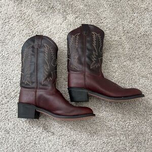 Old West Brown Leather Cowboy Boots